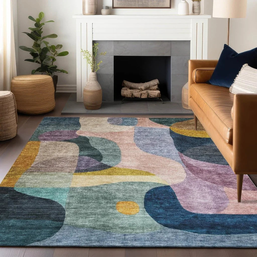LOOMLAN Rugs Evan Green Washable Indoor-Outdoor Rug
