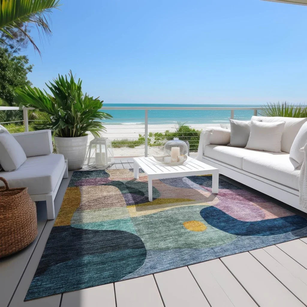 LOOMLAN Rugs Evan Green Washable Indoor-Outdoor Rug
