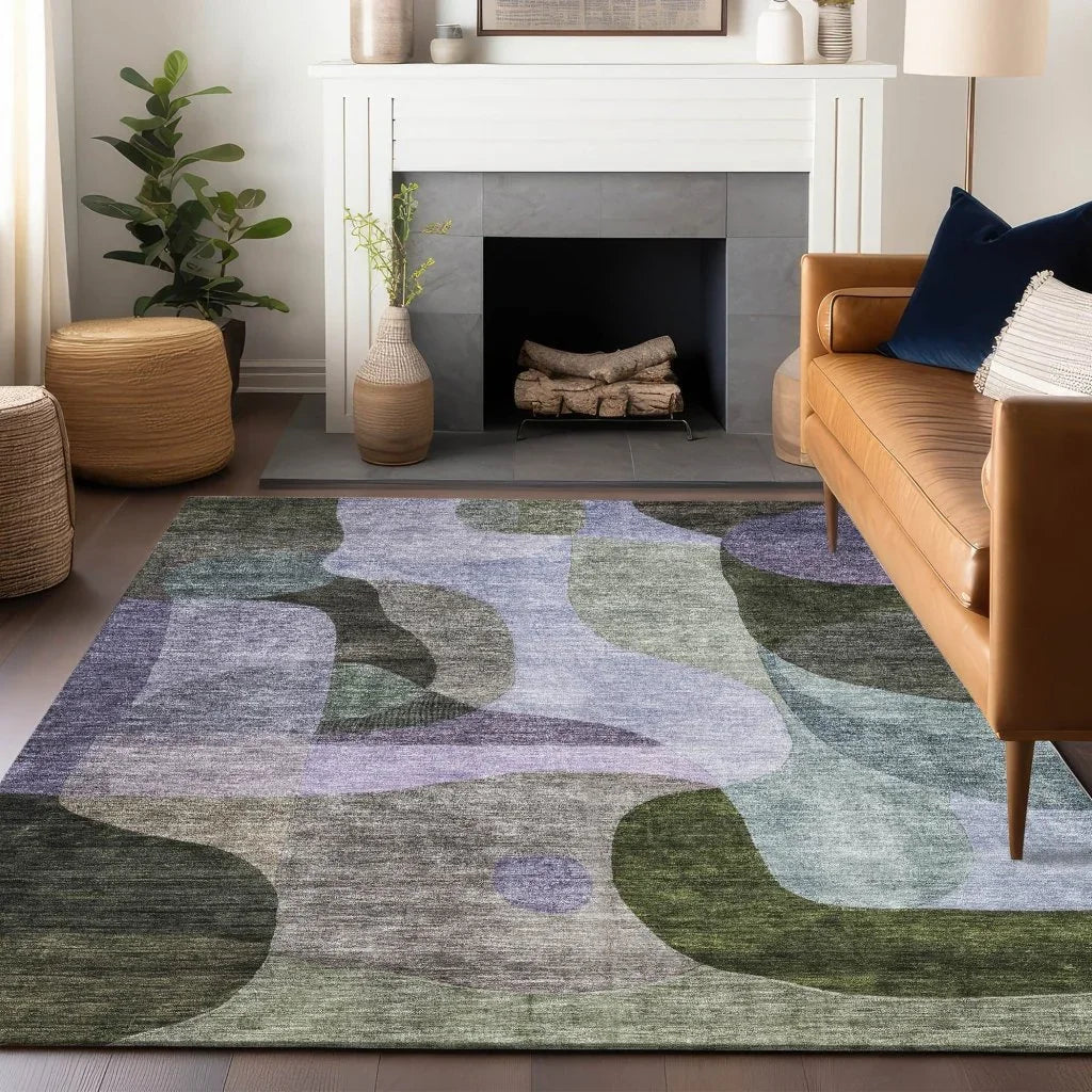 LOOMLAN Rugs Evan Olive Washable Indoor-Outdoor Rug