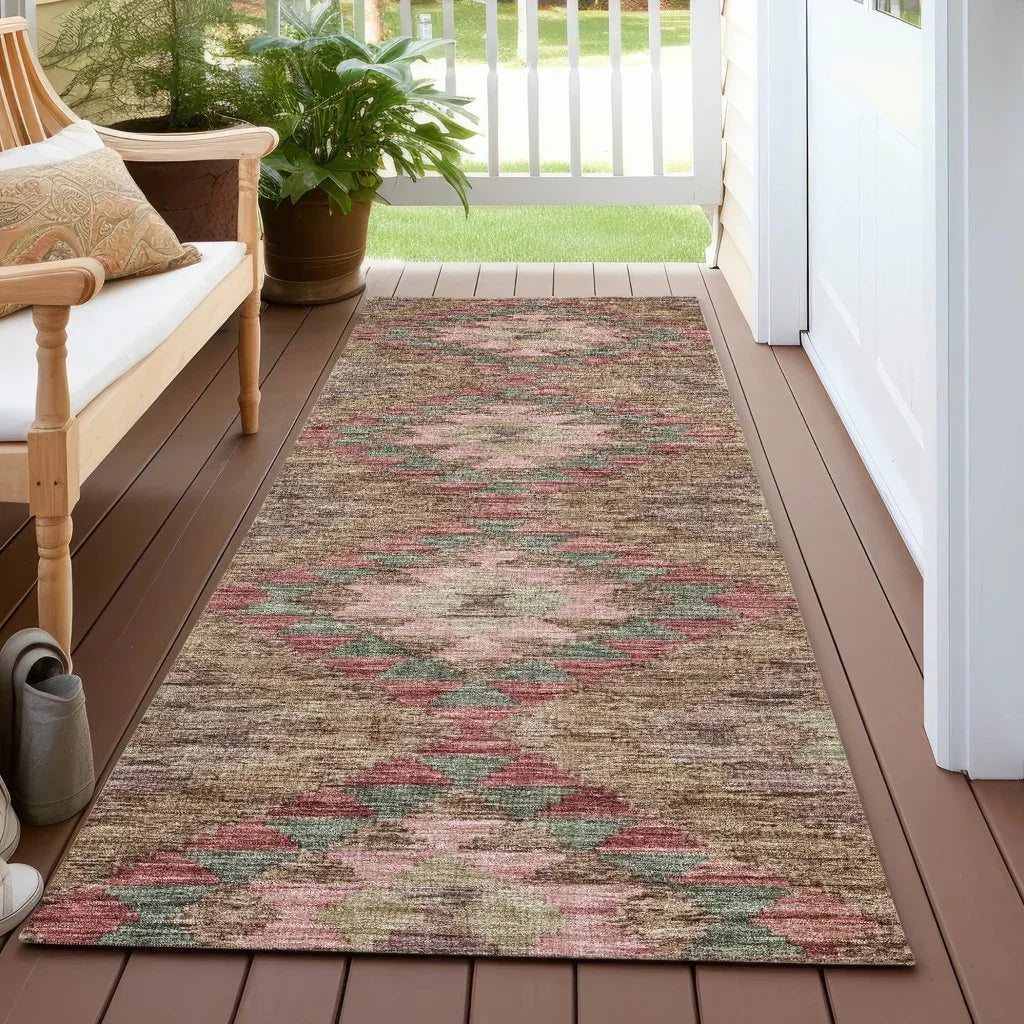 LOOMLAN Rugs Evynne Brown Washable Indoor-Outdoor Rug