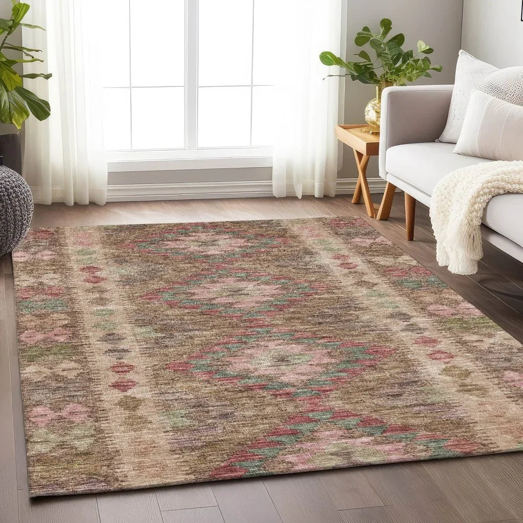 LOOMLAN Rugs Evynne Brown Washable Indoor-Outdoor Rug