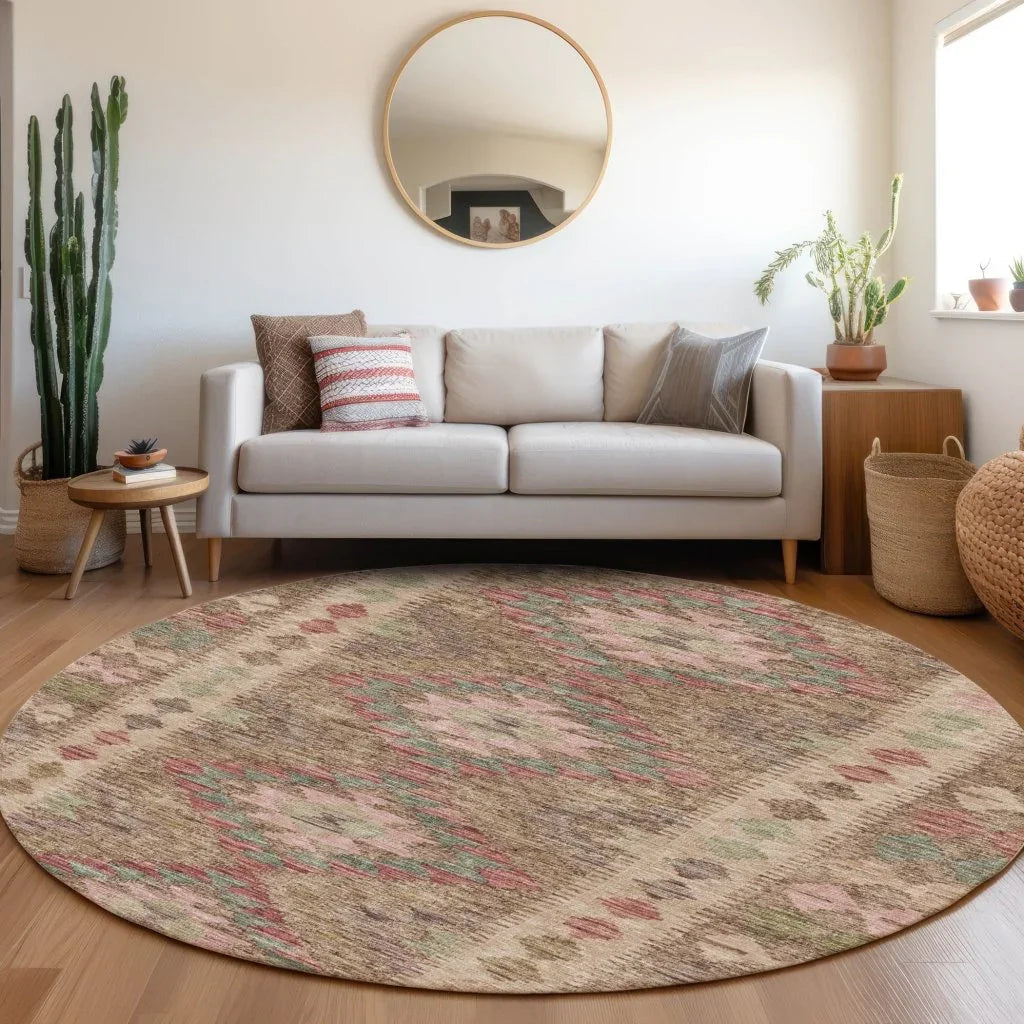 LOOMLAN Rugs Evynne Brown Washable Indoor-Outdoor Rug