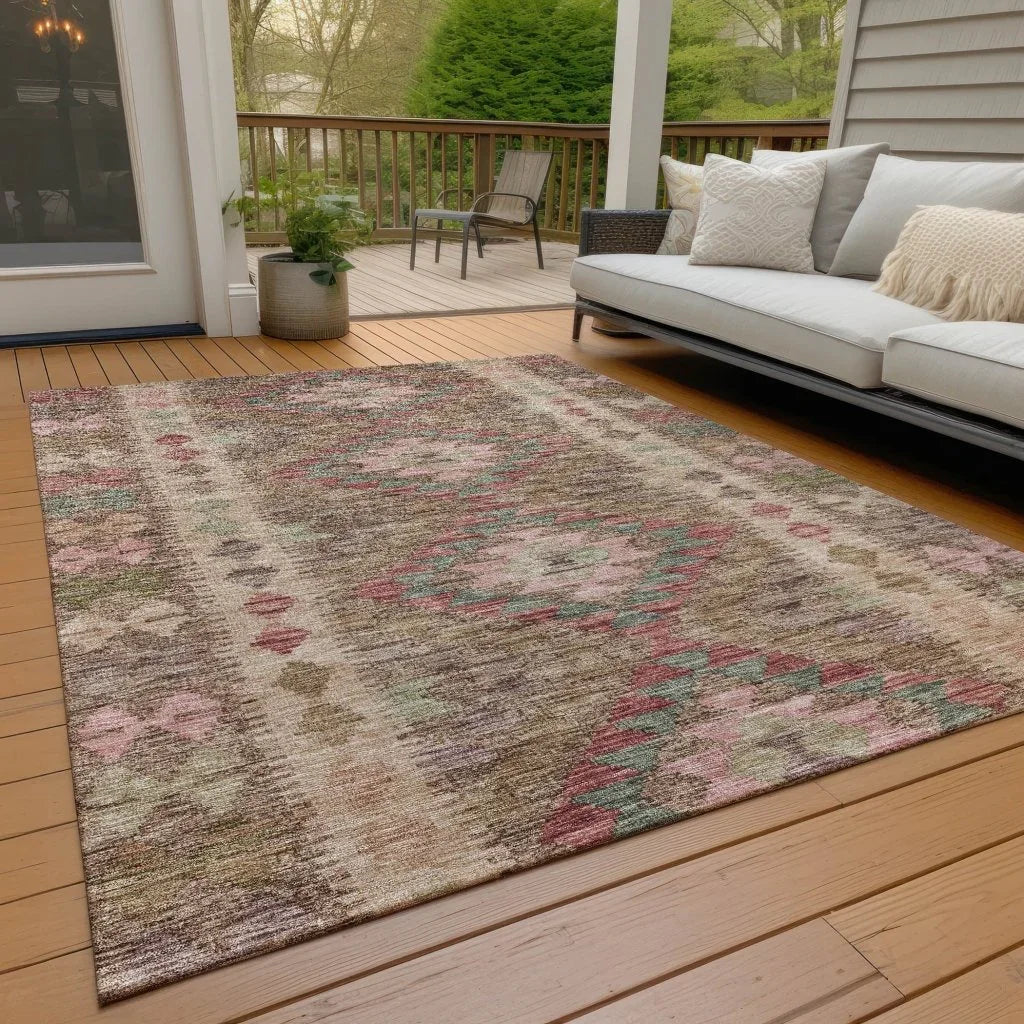 LOOMLAN Rugs Evynne Brown Washable Indoor-Outdoor Rug
