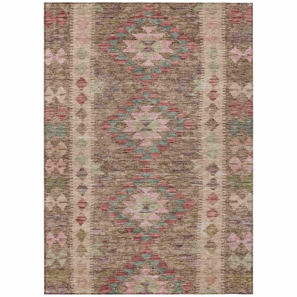LOOMLAN Rugs Evynne Brown Washable Indoor-Outdoor Rug