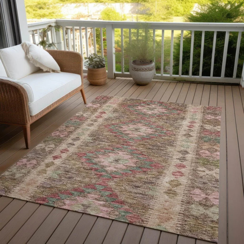 LOOMLAN Rugs Evynne Brown Washable Indoor-Outdoor Rug