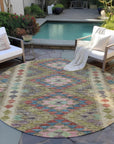 LOOMLAN Rugs Evynne Green Washable Indoor-Outdoor Rug