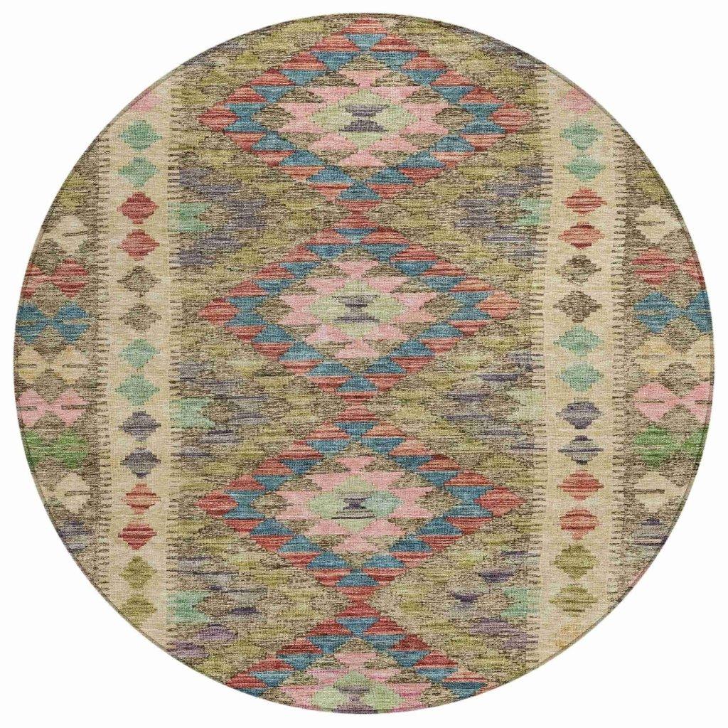 LOOMLAN Rugs Evynne Green Washable Indoor-Outdoor Rug