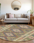 LOOMLAN Rugs Evynne Green Washable Indoor-Outdoor Rug