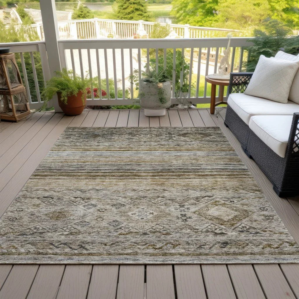 LOOMLAN Rugs Fariza Brown Washable Indoor-Outdoor Rug