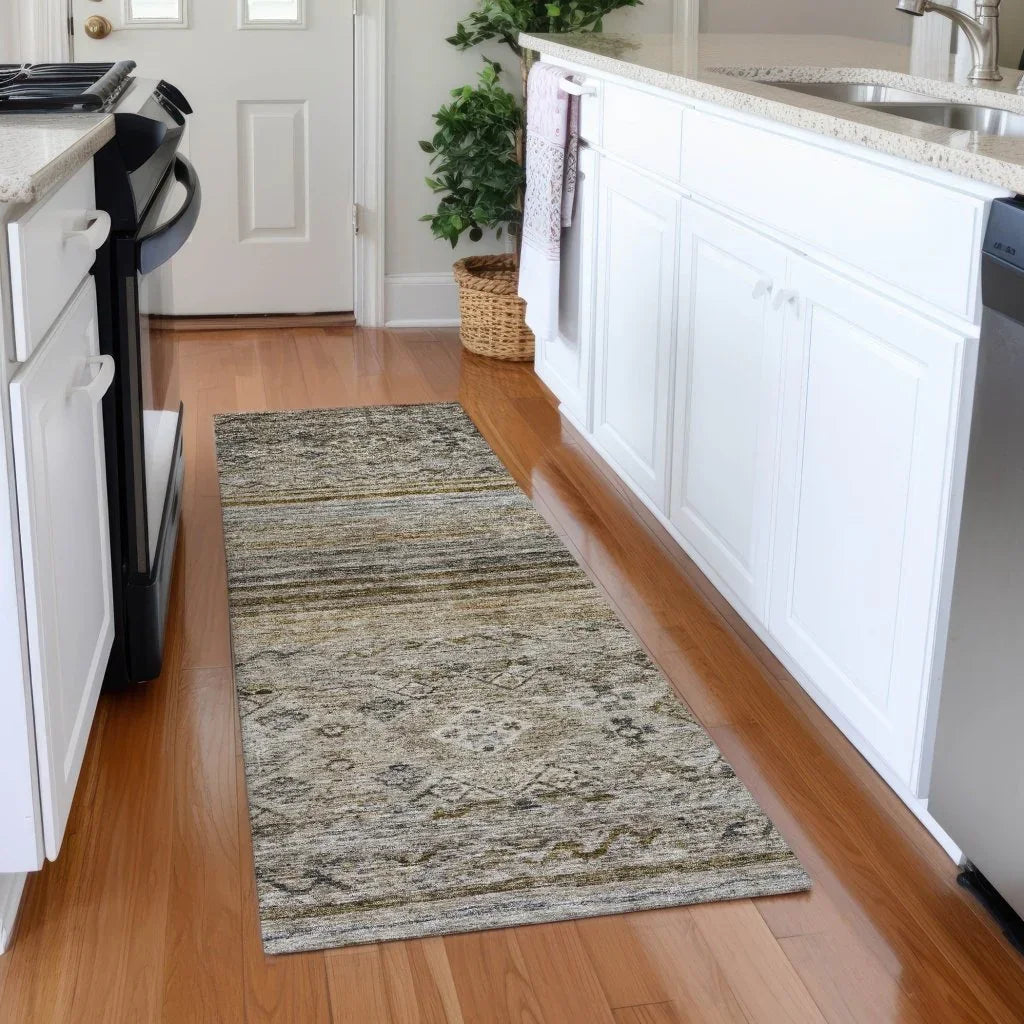 LOOMLAN Rugs Fariza Brown Washable Indoor-Outdoor Rug