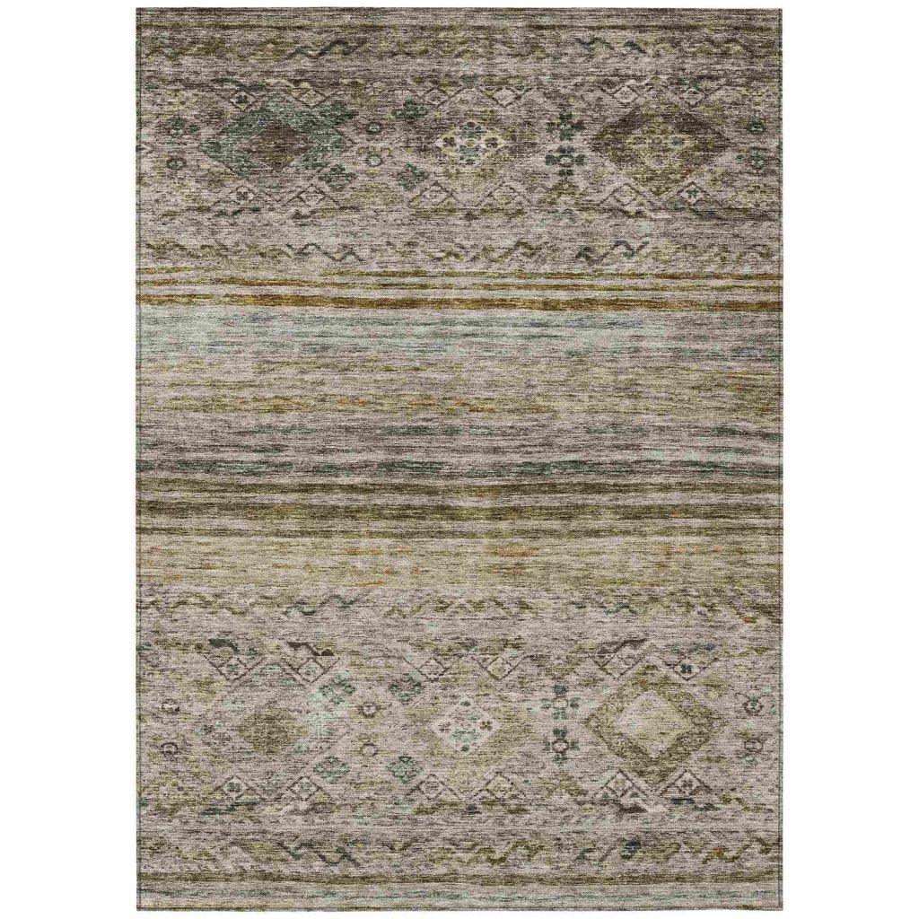 LOOMLAN Rugs Fariza Brown Washable Indoor-Outdoor Rug