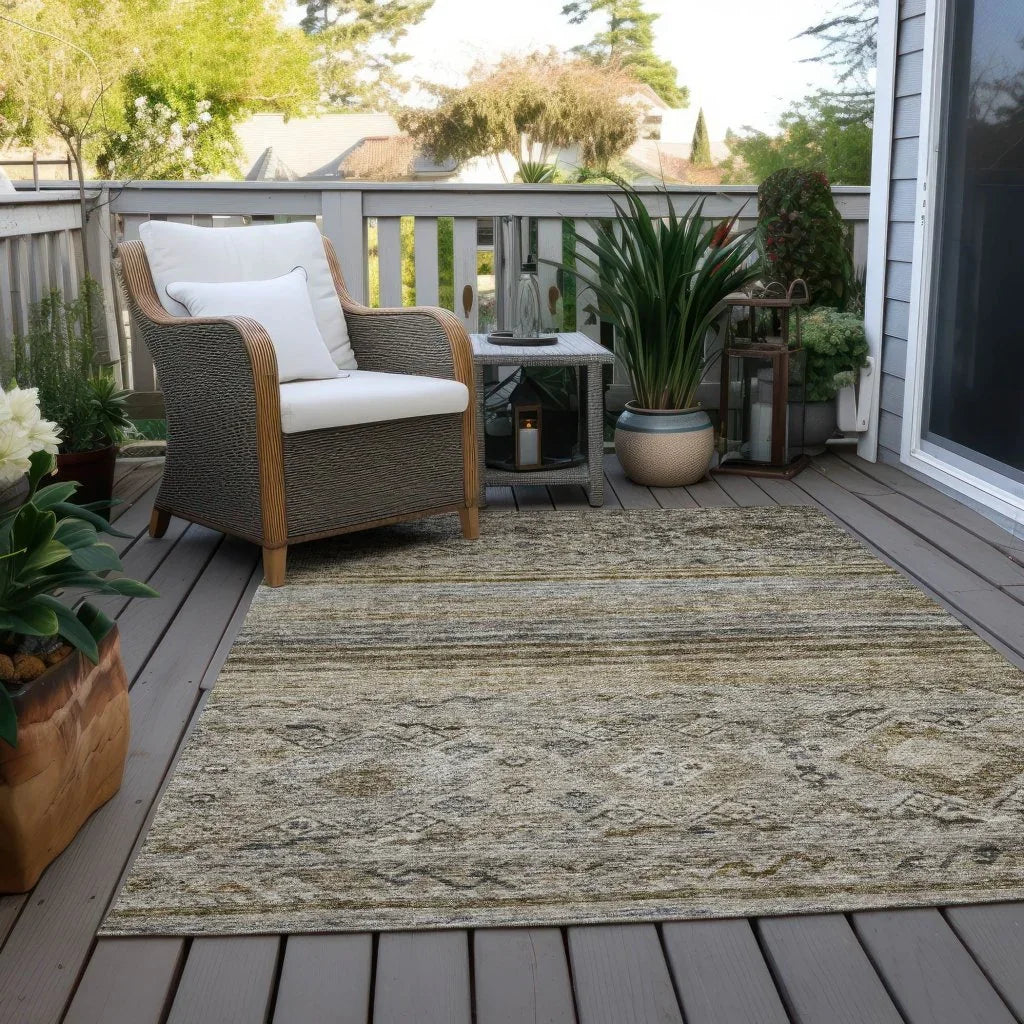 LOOMLAN Rugs Fariza Brown Washable Indoor-Outdoor Rug