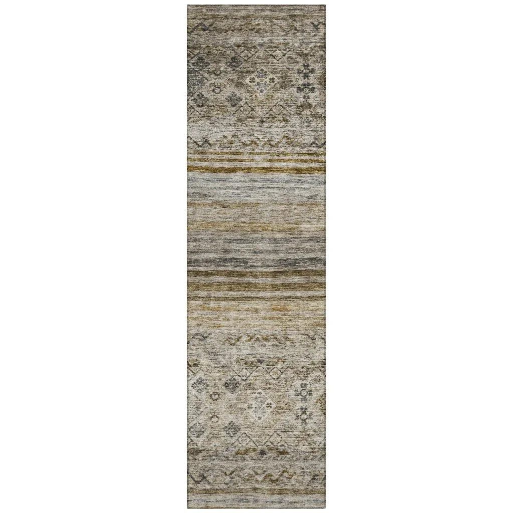 LOOMLAN Rugs Fariza Brown Washable Indoor-Outdoor Rug