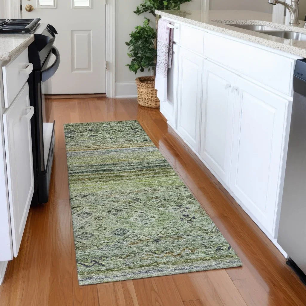 LOOMLAN Rugs Fariza Green Washable Indoor-Outdoor Rug