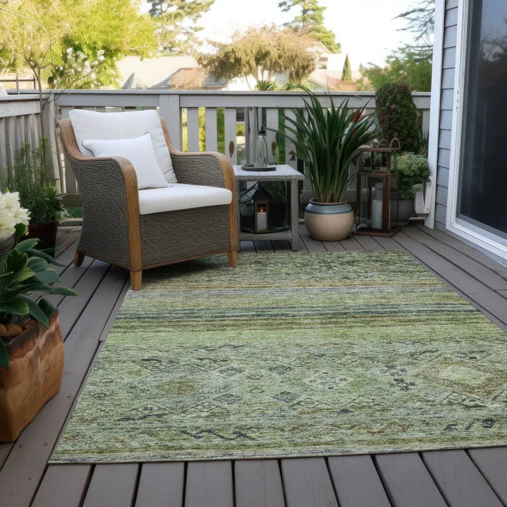 LOOMLAN Rugs Fariza Green Washable Indoor-Outdoor Rug