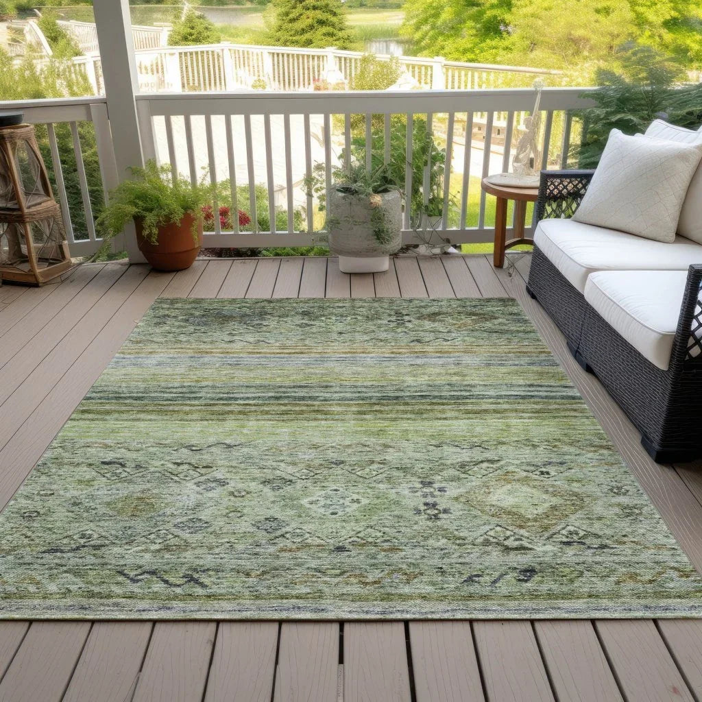 LOOMLAN Rugs Fariza Green Washable Indoor-Outdoor Rug