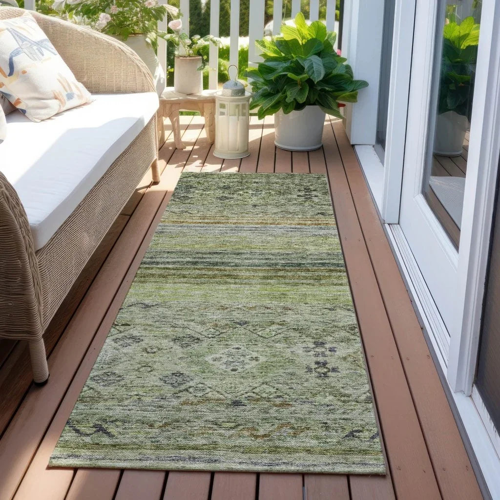LOOMLAN Rugs Fariza Green Washable Indoor-Outdoor Rug
