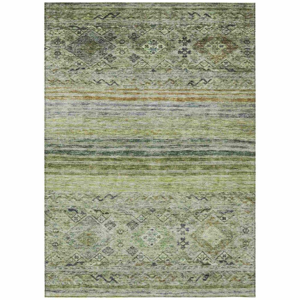 LOOMLAN Rugs Fariza Green Washable Indoor-Outdoor Rug