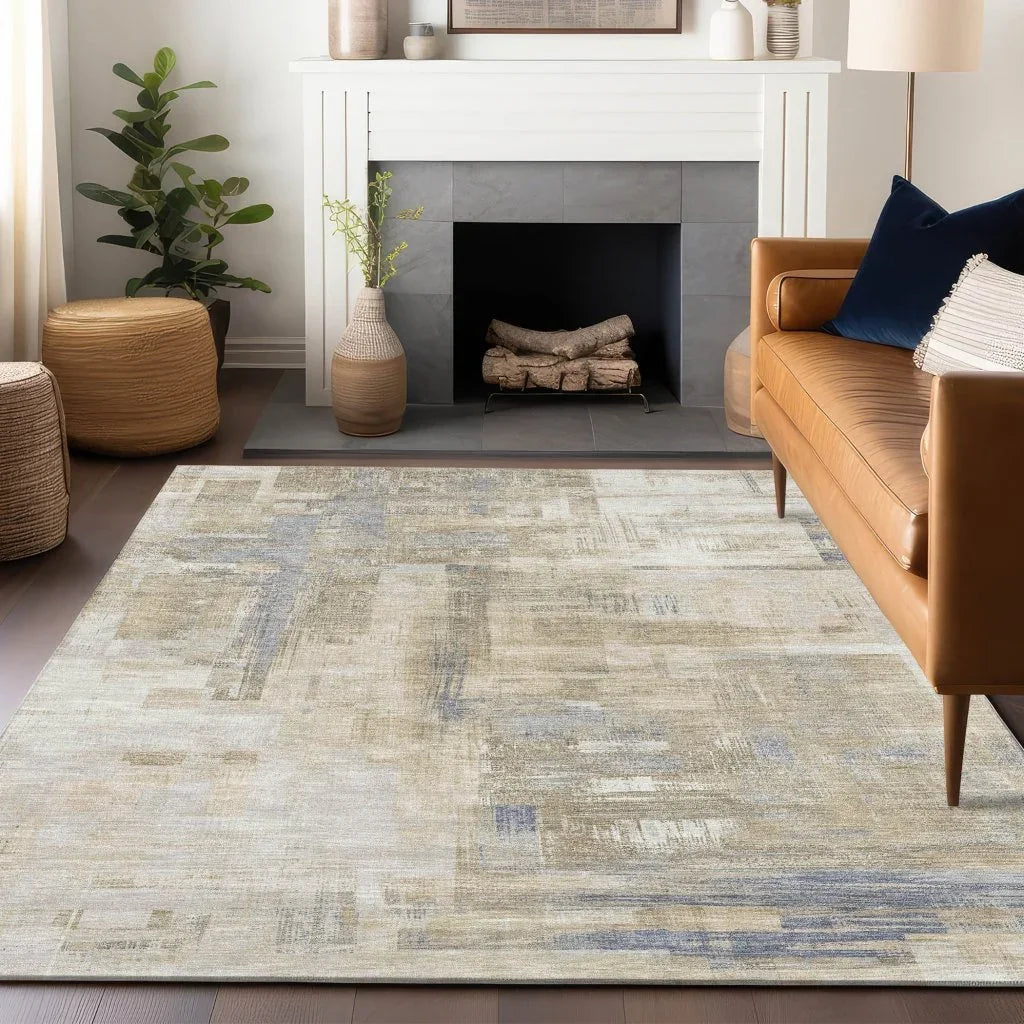 LOOMLAN Rugs Fayra Ivory Washable Indoor-Outdoor Rug