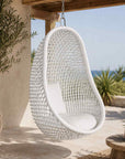 White Pod Rattan Hanging Chair - view 3