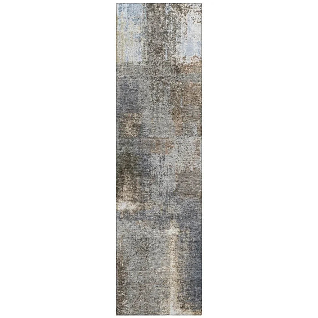 LOOMLAN Rugs Fernal Brown Washable Indoor-Outdoor Rug