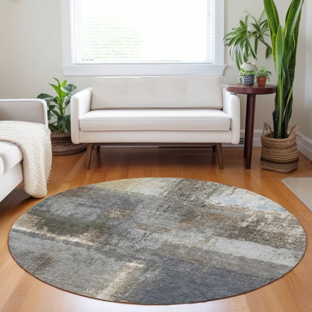 LOOMLAN Rugs Fernal Brown Washable Indoor-Outdoor Rug