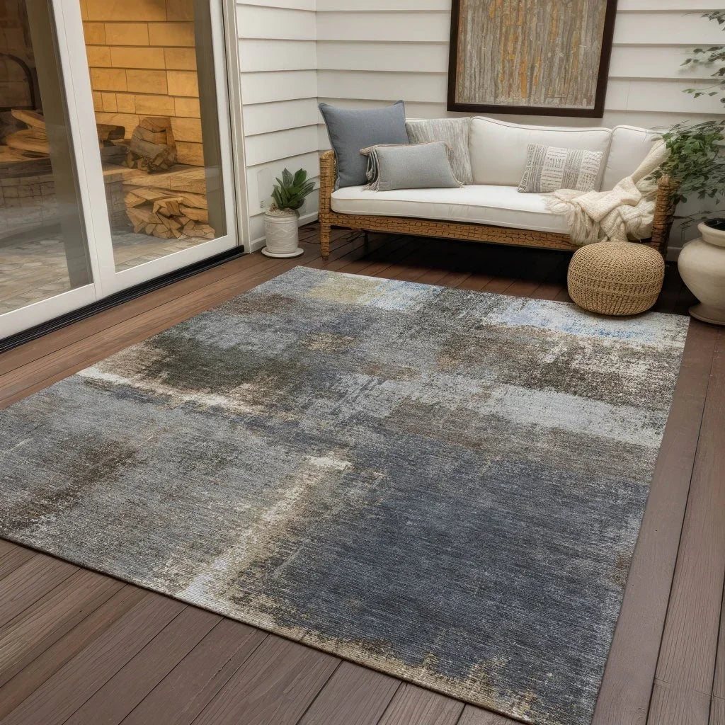 LOOMLAN Rugs Fernal Brown Washable Indoor-Outdoor Rug