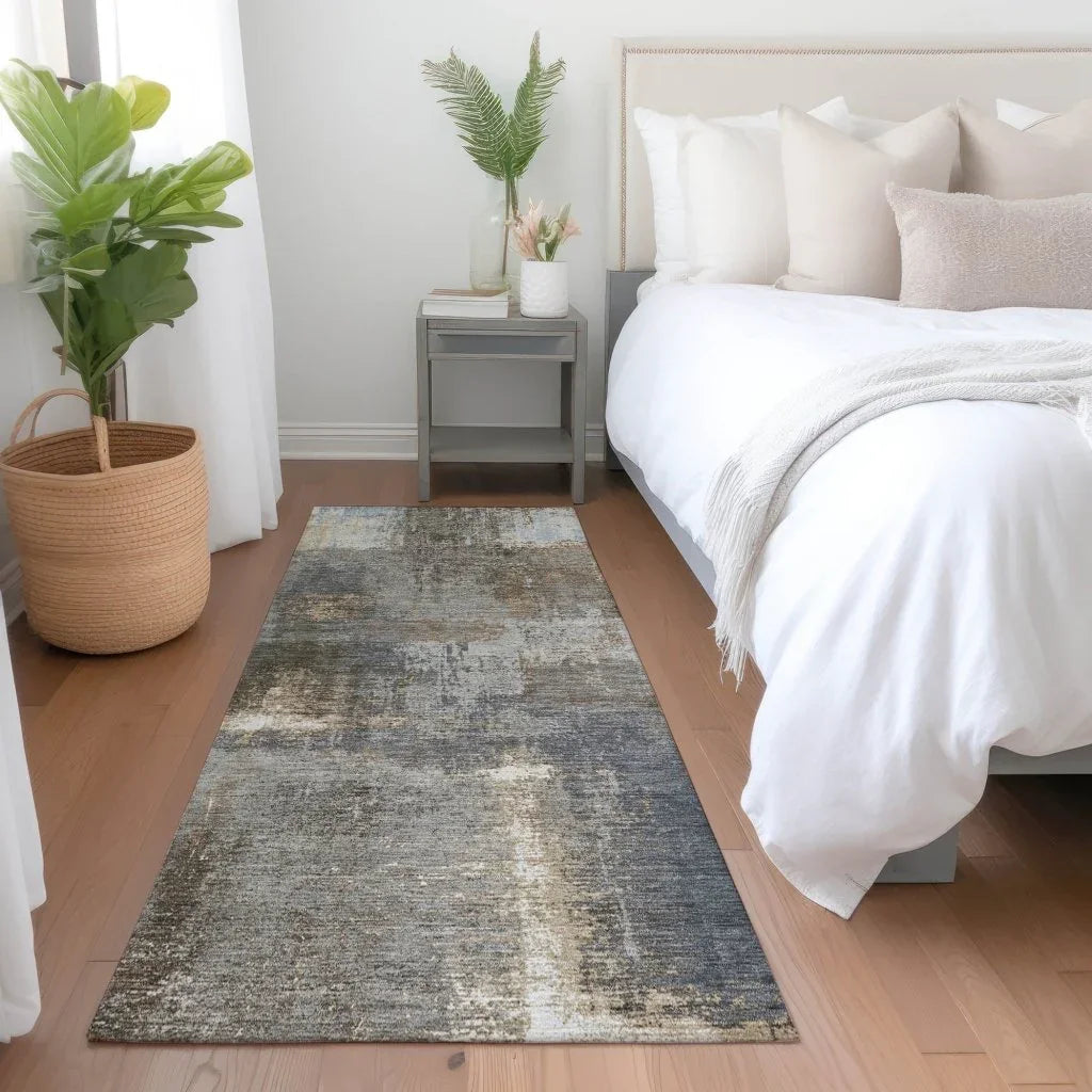 LOOMLAN Rugs Fernal Brown Washable Indoor-Outdoor Rug