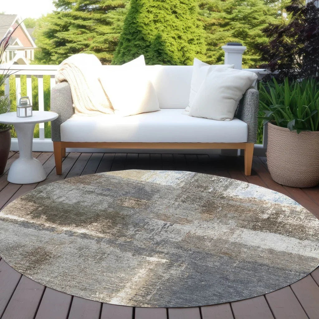 LOOMLAN Rugs Fernal Brown Washable Indoor-Outdoor Rug