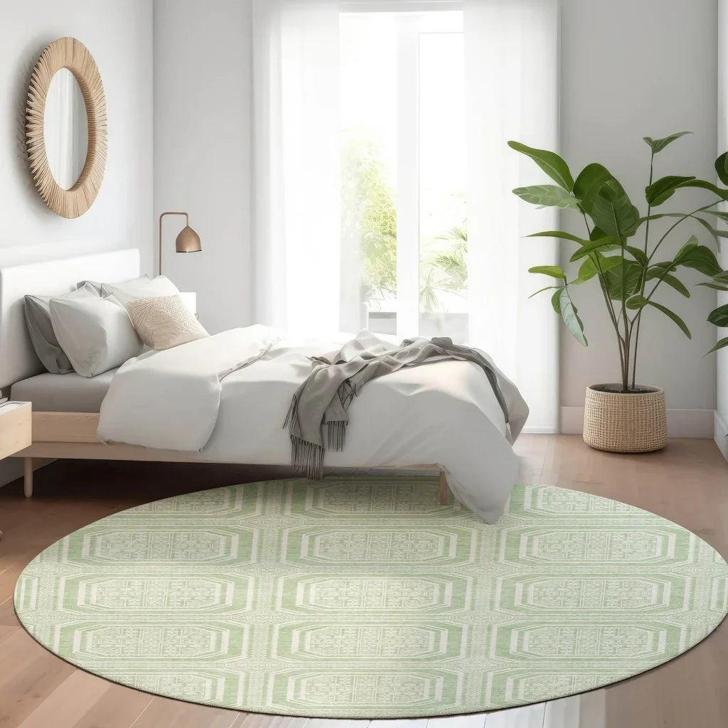 LOOMLAN Rugs Fernalis Green Washable Indoor-Outdoor Rug