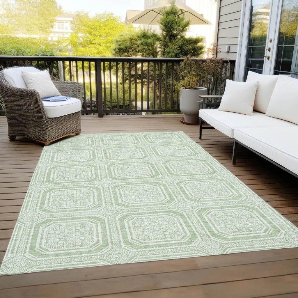 LOOMLAN Rugs Fernalis Green Washable Indoor-Outdoor Rug