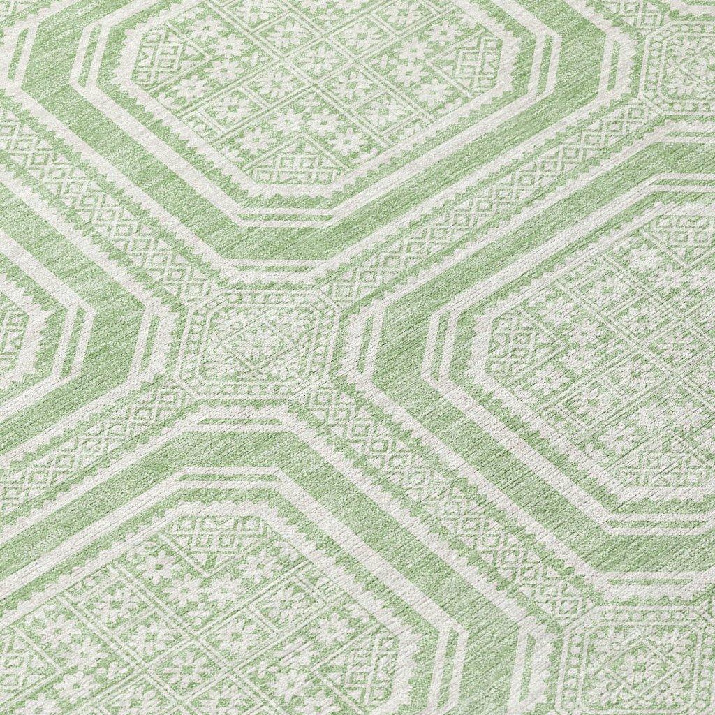 LOOMLAN Rugs Fernalis Green Washable Indoor-Outdoor Rug