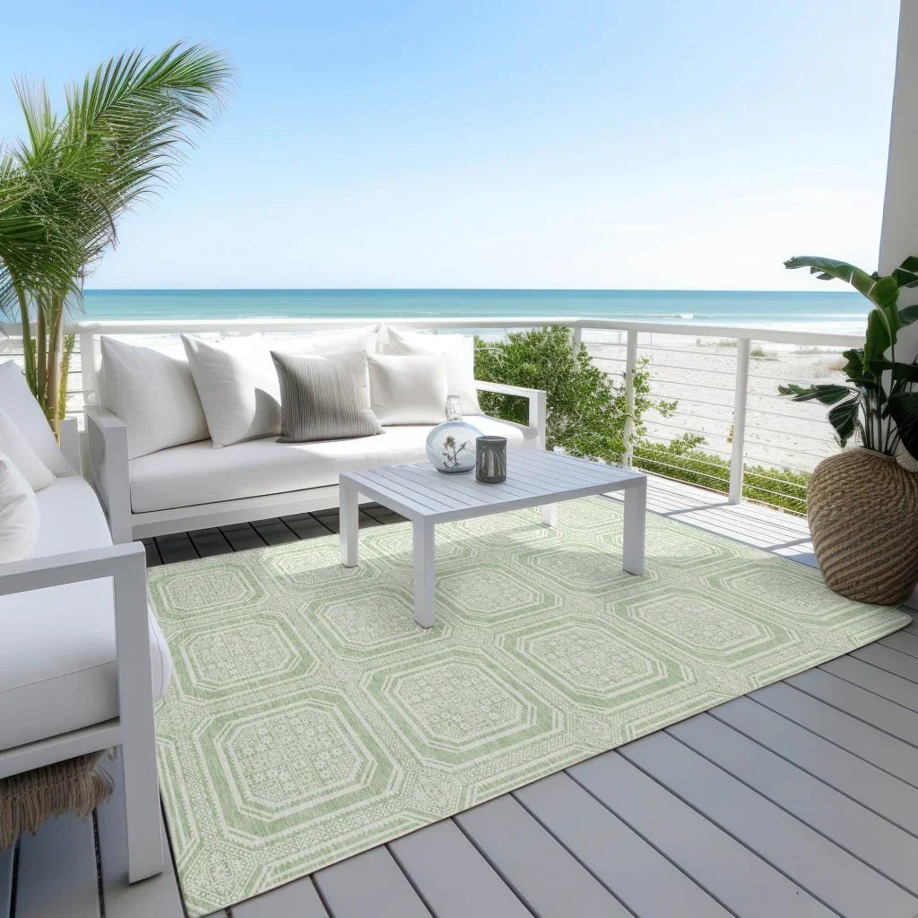 LOOMLAN Rugs Fernalis Green Washable Indoor-Outdoor Rug