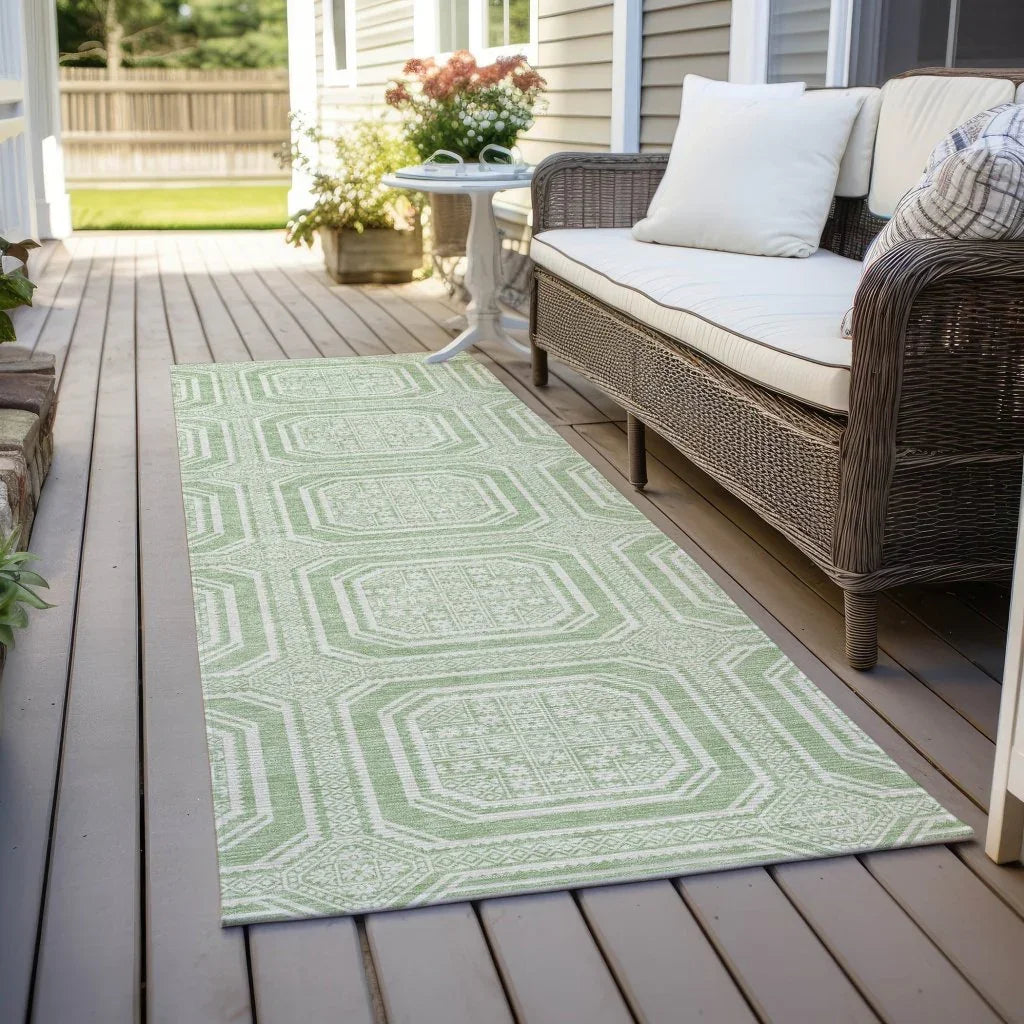 LOOMLAN Rugs Fernalis Green Washable Indoor-Outdoor Rug