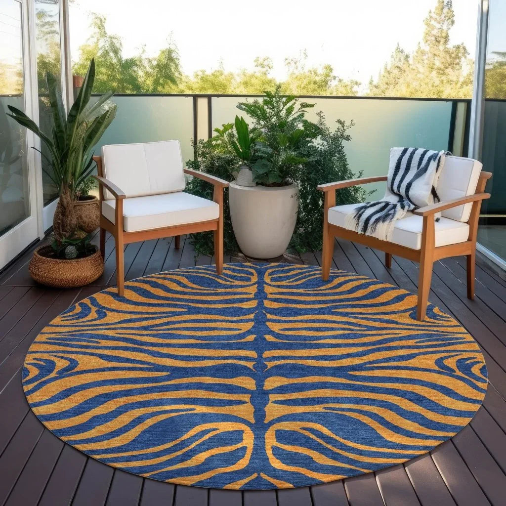 LOOMLAN Rugs Fernelle Blue Washable Indoor-Outdoor Rug