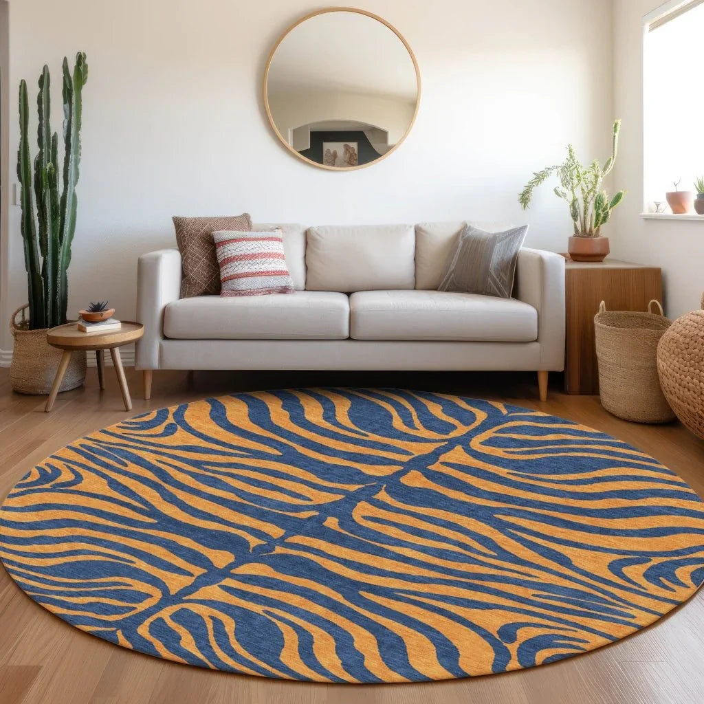 LOOMLAN Rugs Fernelle Blue Washable Indoor-Outdoor Rug