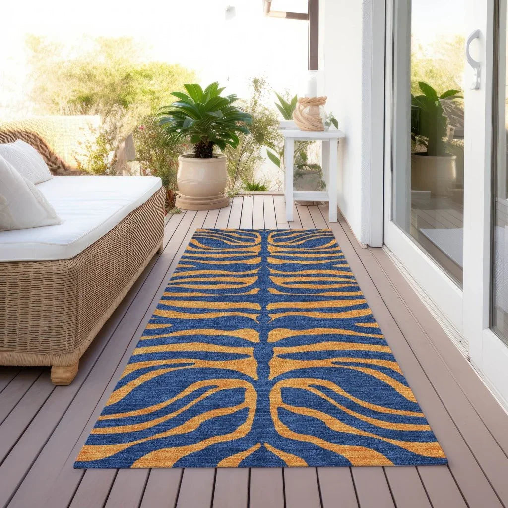 LOOMLAN Rugs Fernelle Blue Washable Indoor-Outdoor Rug