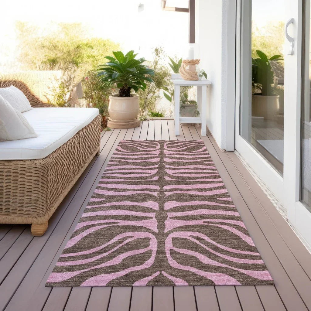 LOOMLAN Rugs Fernelle Brown Washable Indoor-Outdoor Rug