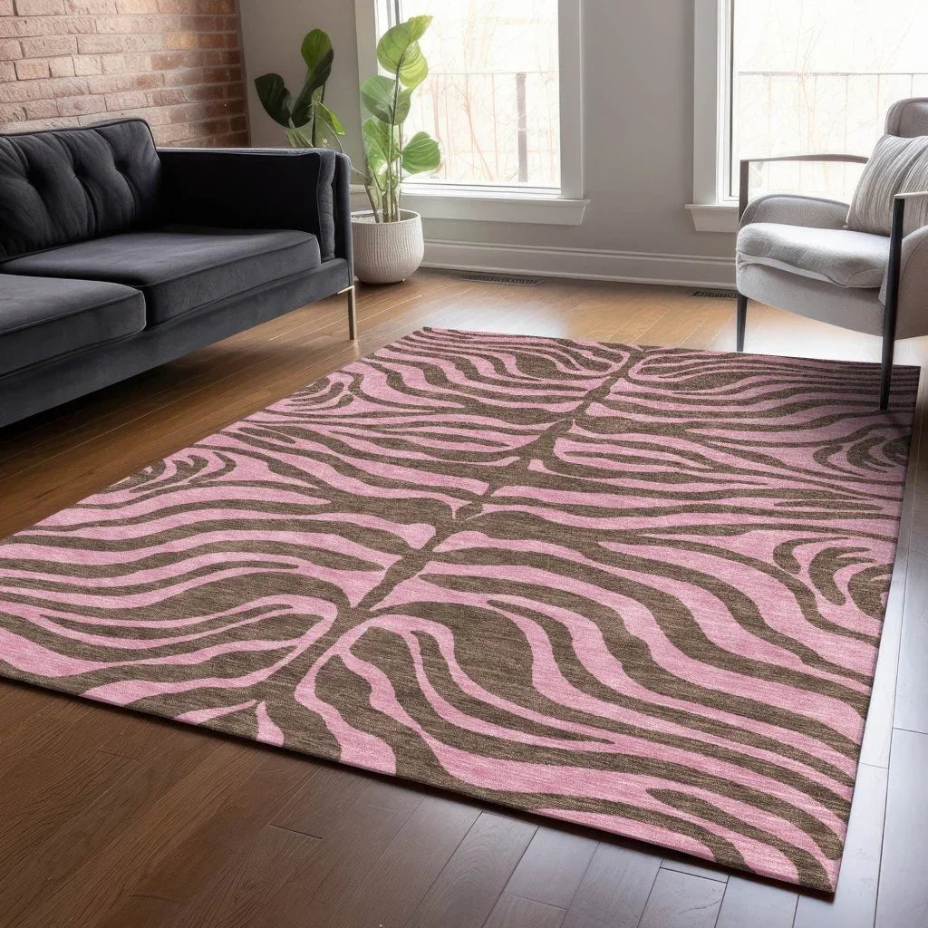 LOOMLAN Rugs Fernelle Brown Washable Indoor-Outdoor Rug