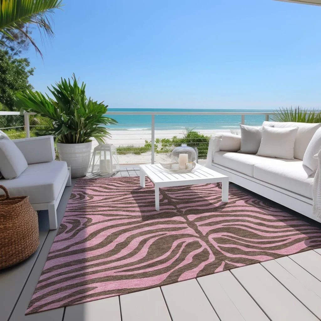 LOOMLAN Rugs Fernelle Brown Washable Indoor-Outdoor Rug