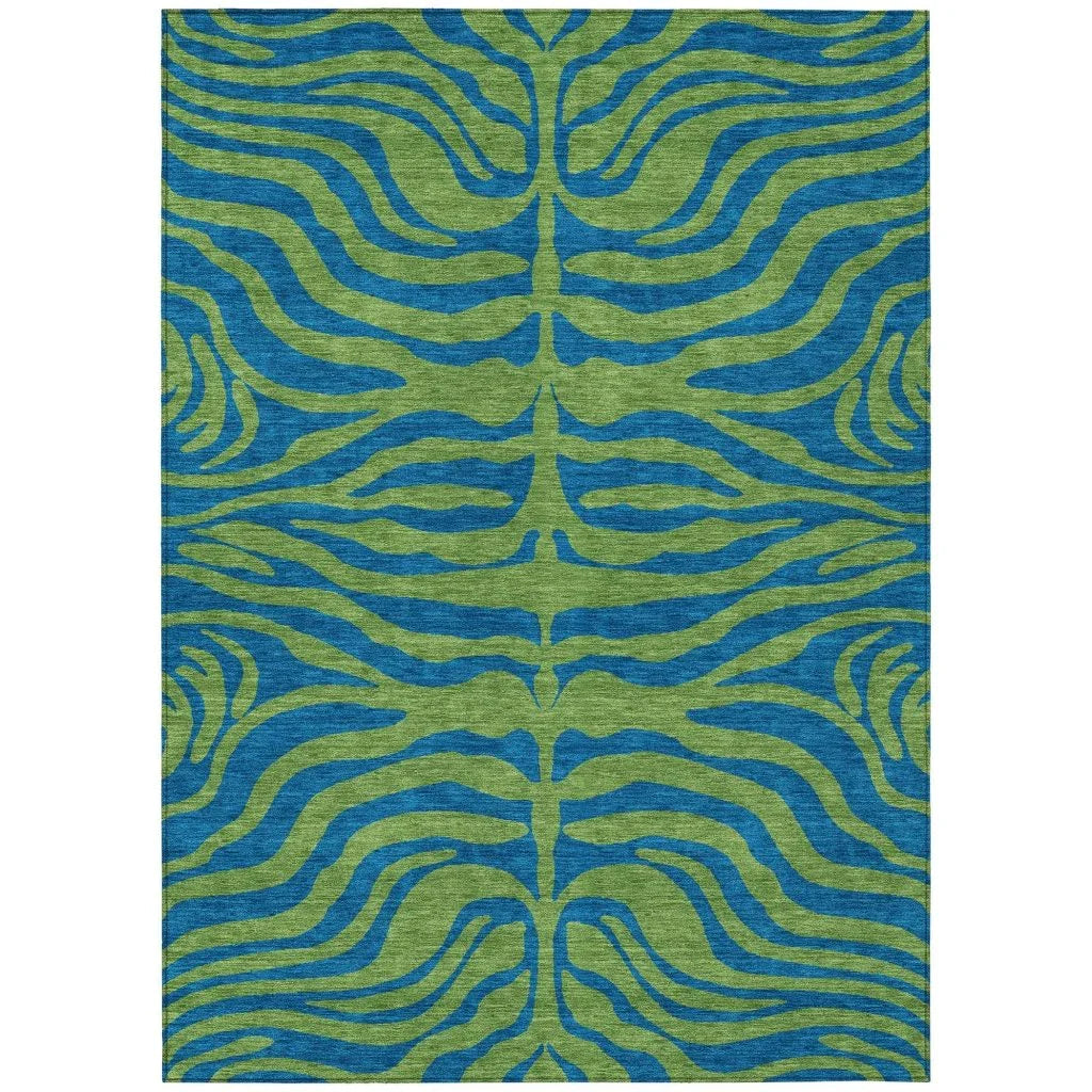 LOOMLAN Rugs Fernelle Green Washable Indoor-Outdoor Rug