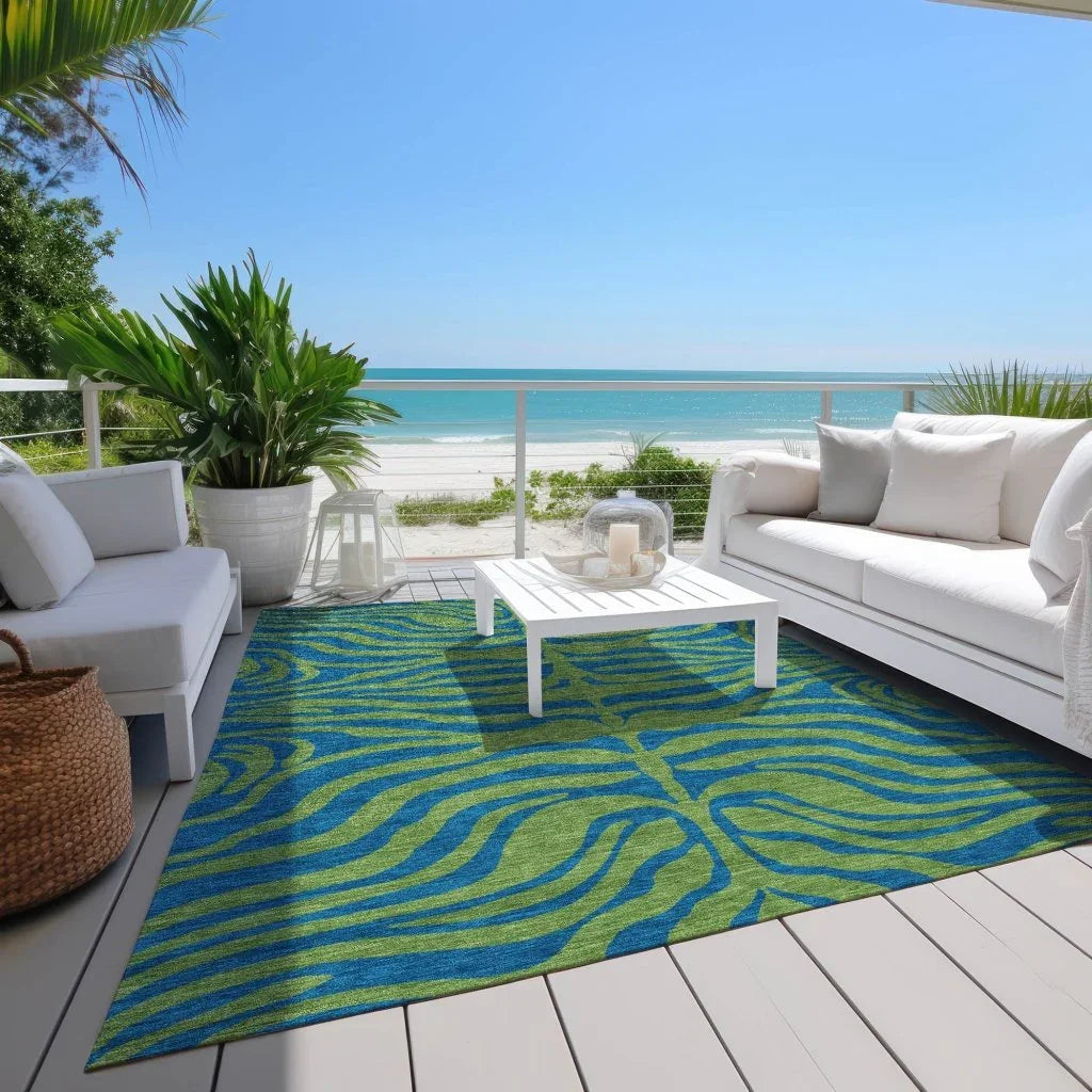 LOOMLAN Rugs Fernelle Green Washable Indoor-Outdoor Rug