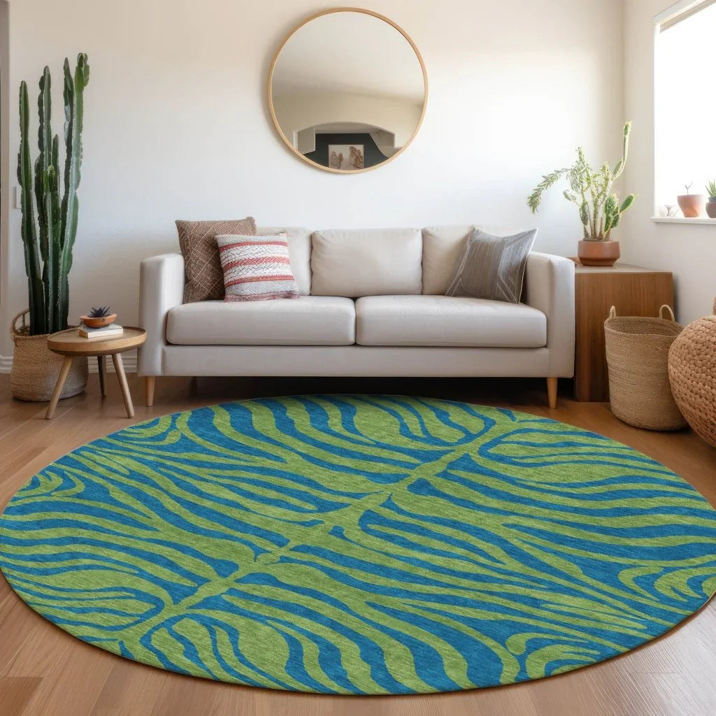 LOOMLAN Rugs Fernelle Green Washable Indoor-Outdoor Rug
