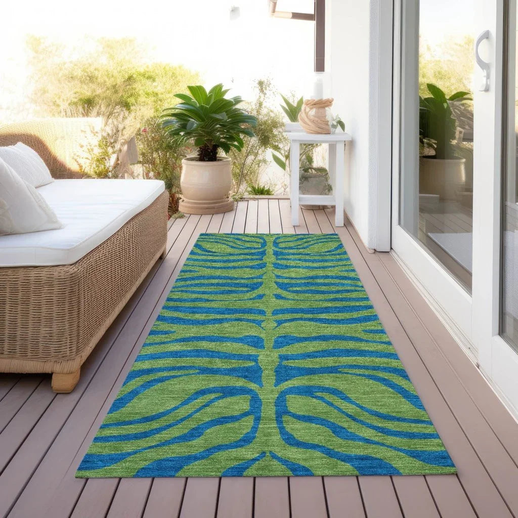 LOOMLAN Rugs Fernelle Green Washable Indoor-Outdoor Rug