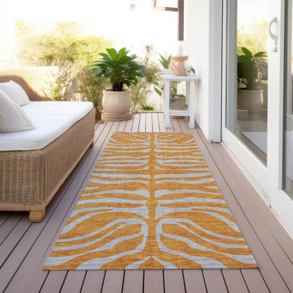 LOOMLAN Rugs Fernelle Orange Washable Indoor-Outdoor Rug