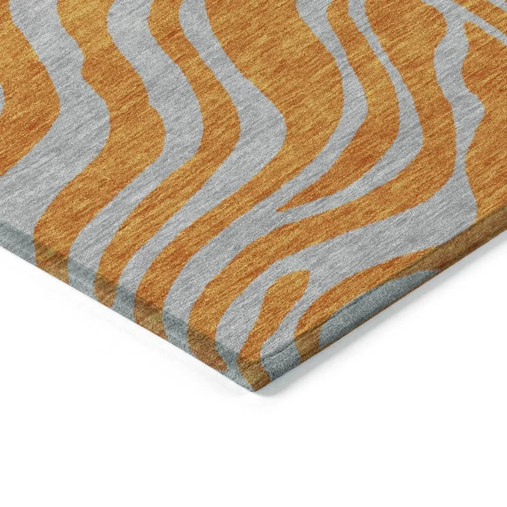 LOOMLAN Rugs Fernelle Orange Washable Indoor-Outdoor Rug