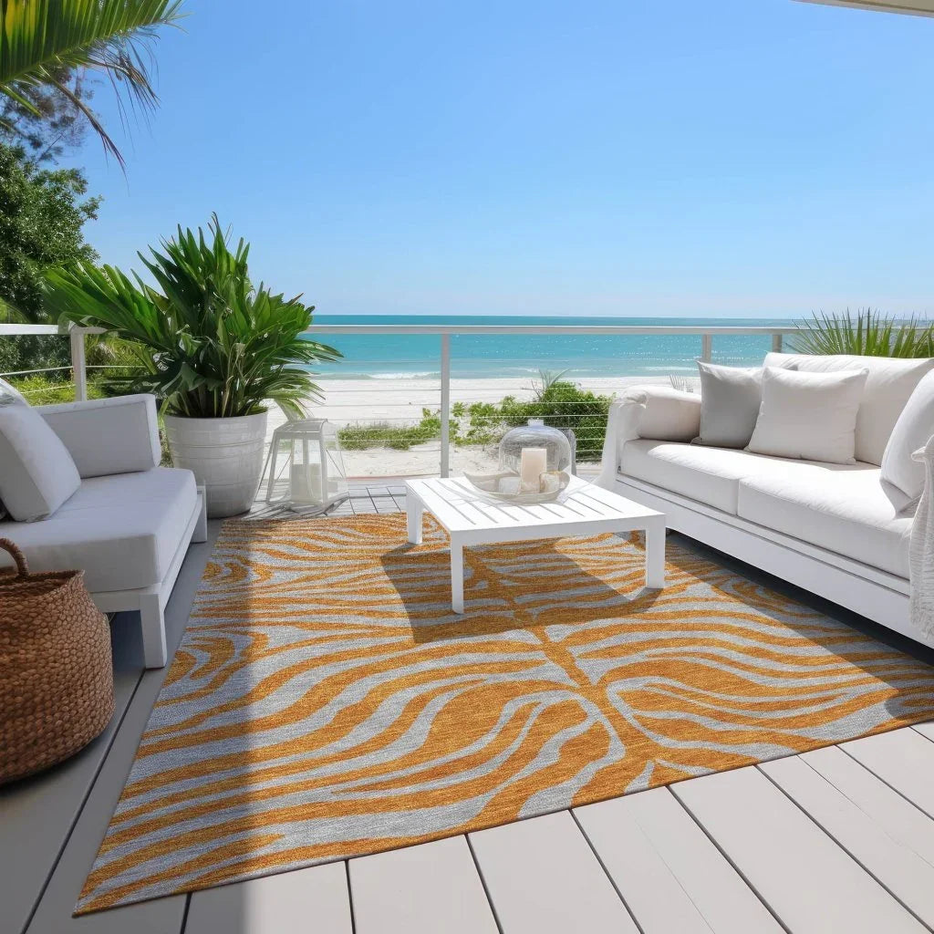 LOOMLAN Rugs Fernelle Orange Washable Indoor-Outdoor Rug