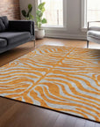 LOOMLAN Rugs Fernelle Orange Washable Indoor-Outdoor Rug