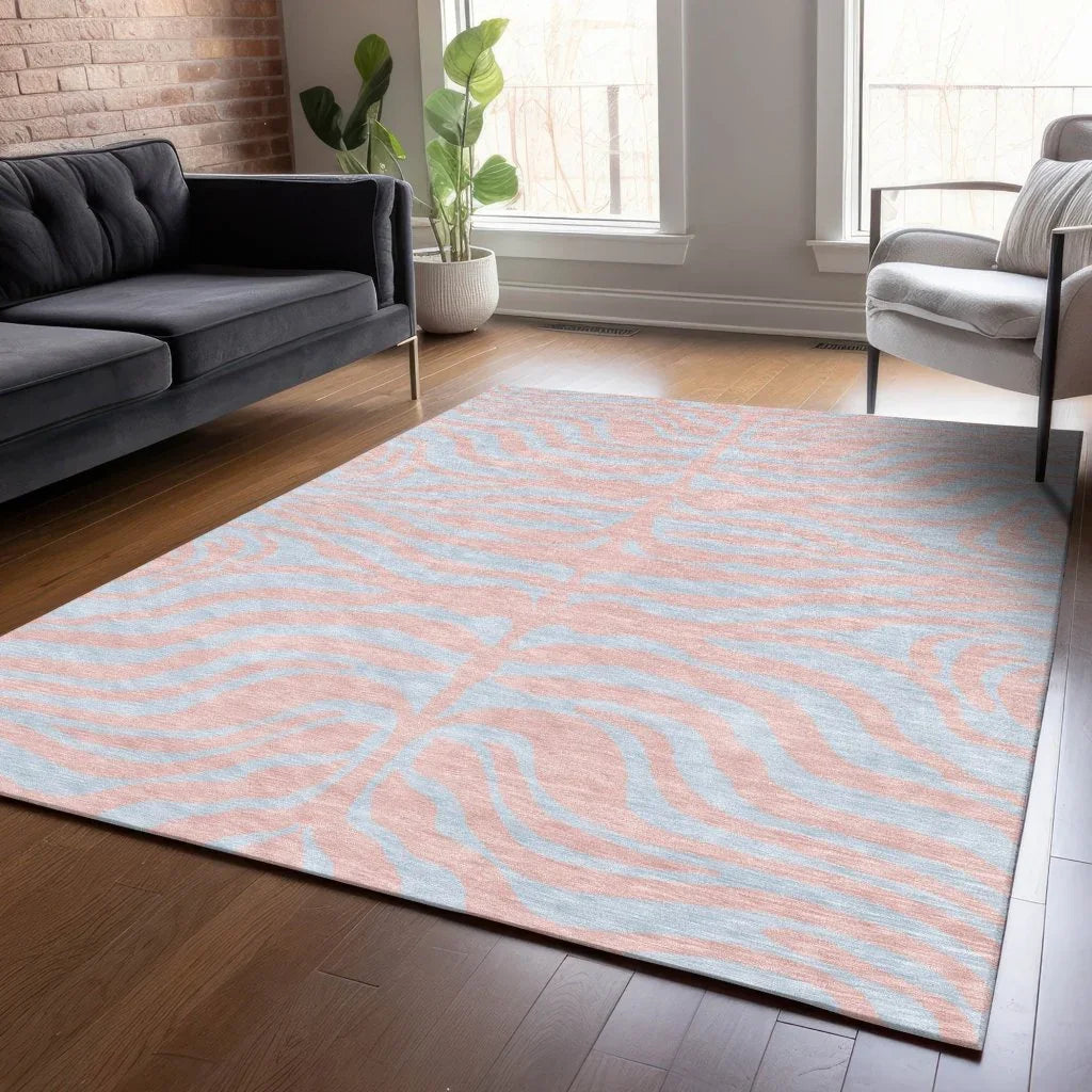 LOOMLAN Rugs Fernelle Pink Washable Indoor-Outdoor Rug