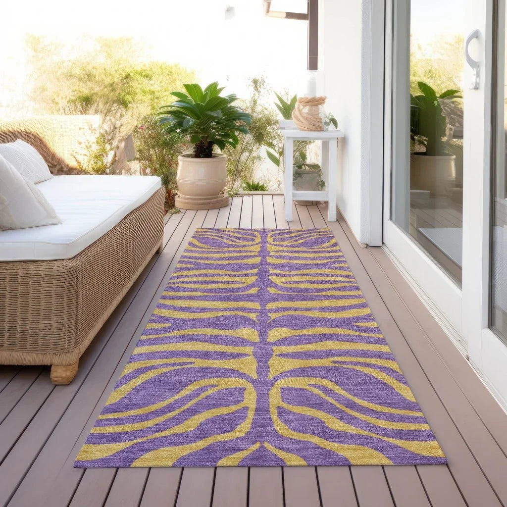 LOOMLAN Rugs Fernelle Purple Washable Indoor-Outdoor Rug